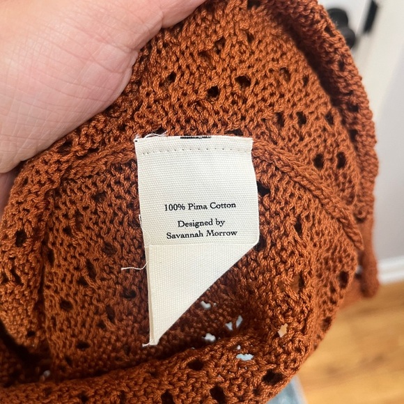 NWT Savannah Morrow Winona open knit midi sweater dress in terracotta XXS - Picture 5 of 5